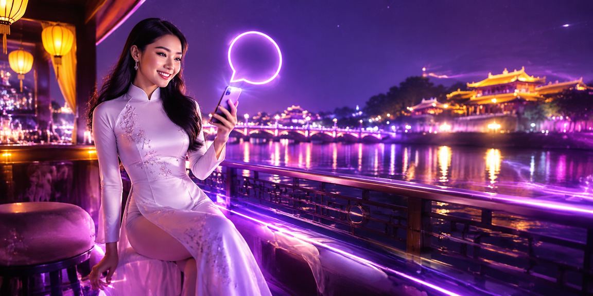 Người dùng Huế trong trang phục truyền thống theo dõi cá cược thể thao trực tuyến